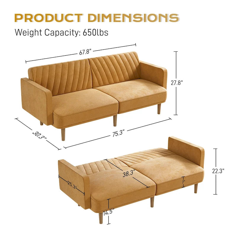 Canapé-lit futon capitonné convertible, canapé-lit, canapé capitonné 3 places avec dossiers réglables