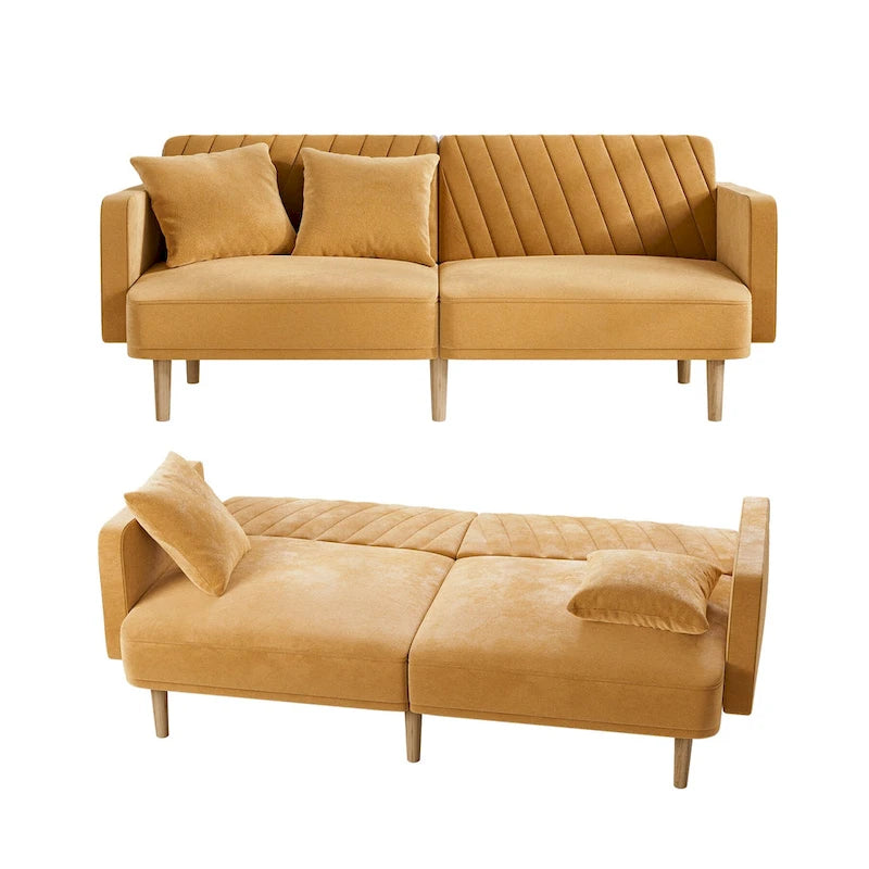 Canapé-lit futon capitonné convertible, canapé-lit, canapé capitonné 3 places avec dossiers réglables