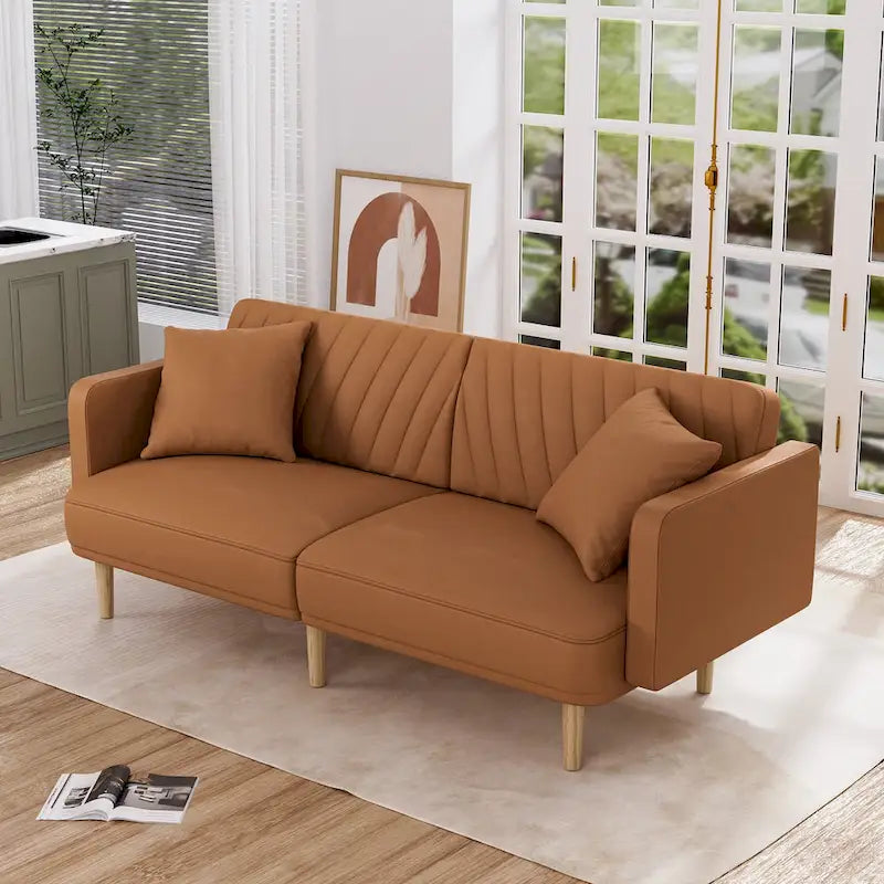 Canapé-lit futon capitonné convertible, canapé-lit, canapé capitonné 3 places avec dossiers réglables