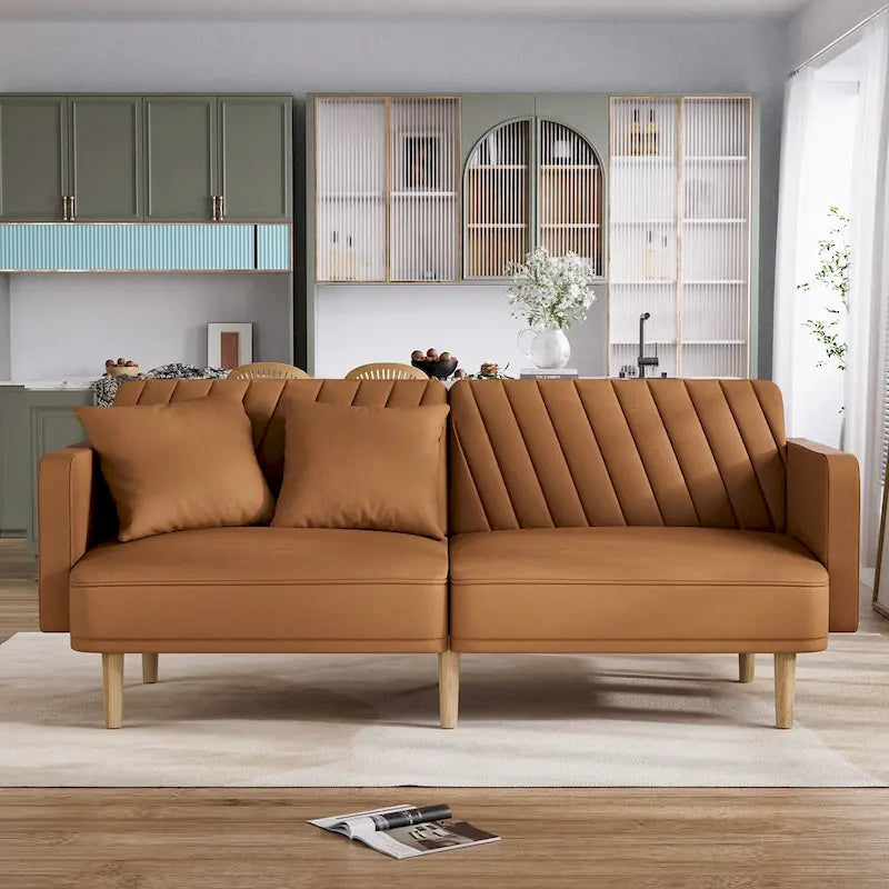 Canapé-lit futon capitonné convertible, canapé-lit, canapé capitonné 3 places avec dossiers réglables
