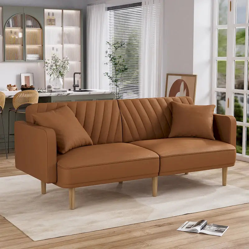 Canapé-lit futon capitonné convertible, canapé-lit, canapé capitonné 3 places avec dossiers réglables