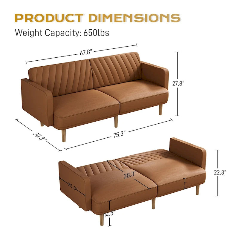 Canapé-lit futon capitonné convertible, canapé-lit, canapé capitonné 3 places avec dossiers réglables