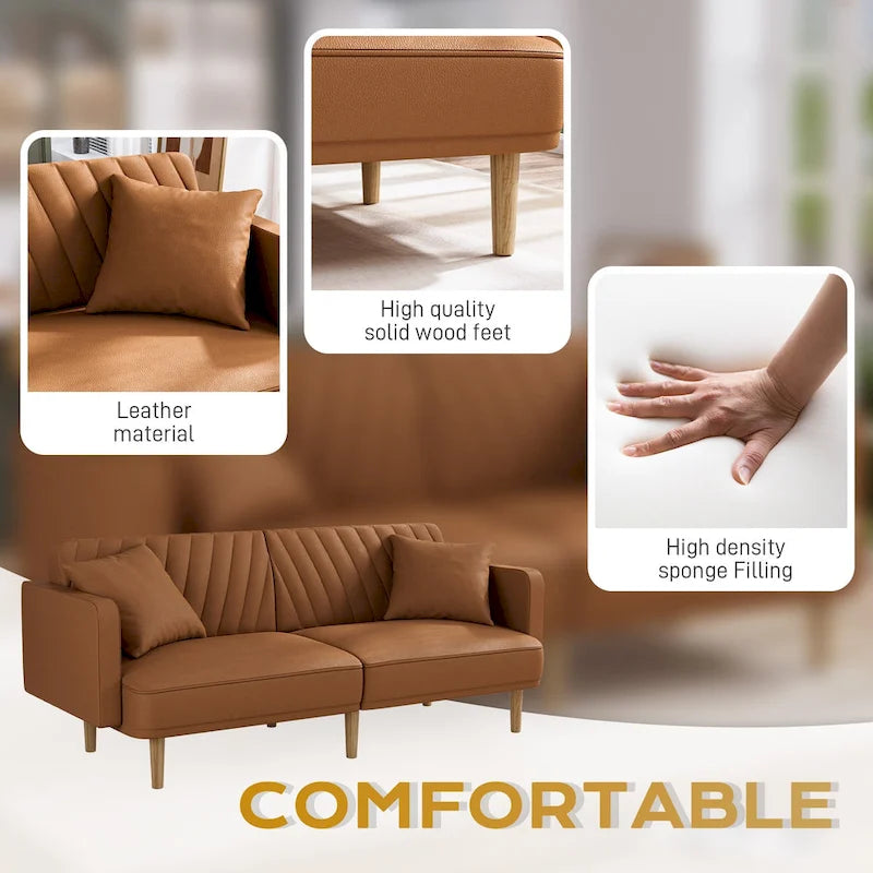Canapé-lit futon capitonné convertible, canapé-lit, canapé capitonné 3 places avec dossiers réglables