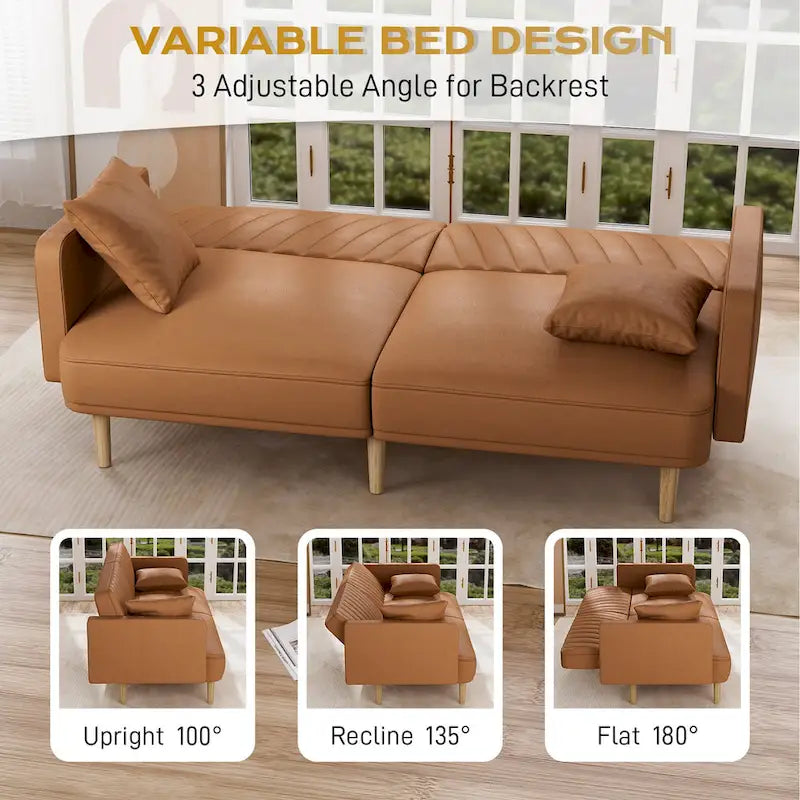 Canapé-lit futon capitonné convertible, canapé-lit, canapé capitonné 3 places avec dossiers réglables