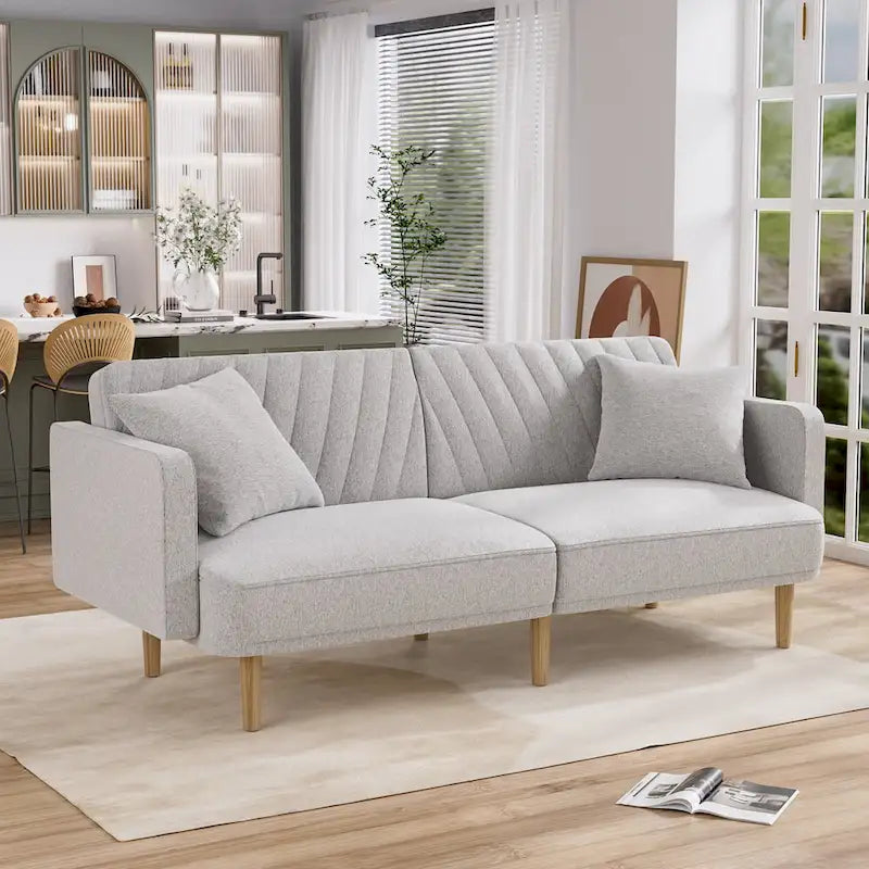 Canapé-lit futon capitonné convertible, canapé-lit, canapé capitonné 3 places avec dossiers réglables