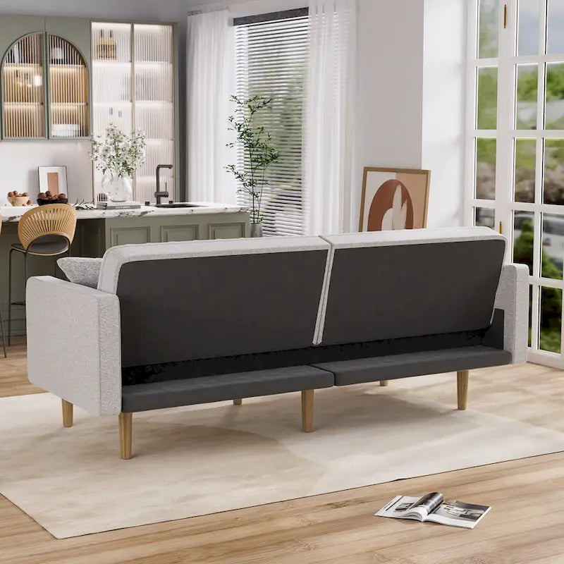 Canapé-lit futon capitonné convertible, canapé-lit, canapé capitonné 3 places avec dossiers réglables