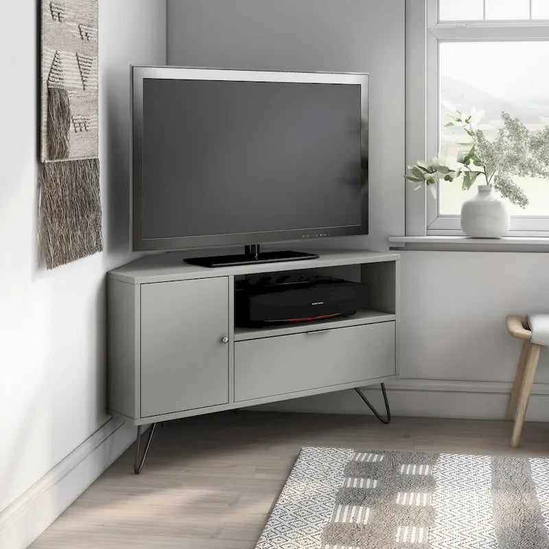 Meuble TV d'angle mi-siècle de 104 cm avec 1 étagère ouverte par