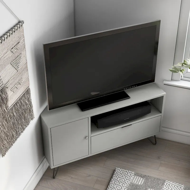 Meuble TV d'angle mi-siècle de 104 cm avec 1 étagère ouverte par