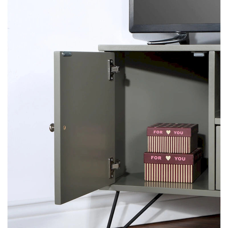 Meuble TV d'angle mi-siècle de 104 cm avec 1 étagère ouverte par