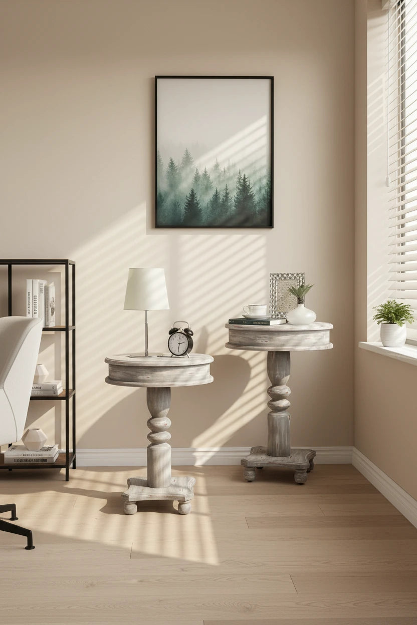 COSIEST Farmhouse Rustic Accent Side Table