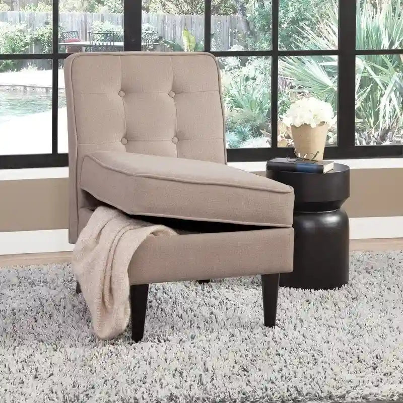 Fauteuil d'appoint de rangement capitonné sans accoudoirs