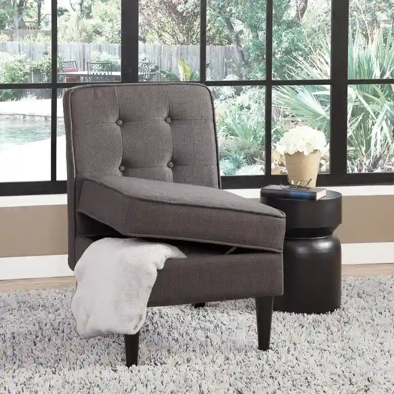 Fauteuil d'appoint de rangement capitonné sans accoudoirs