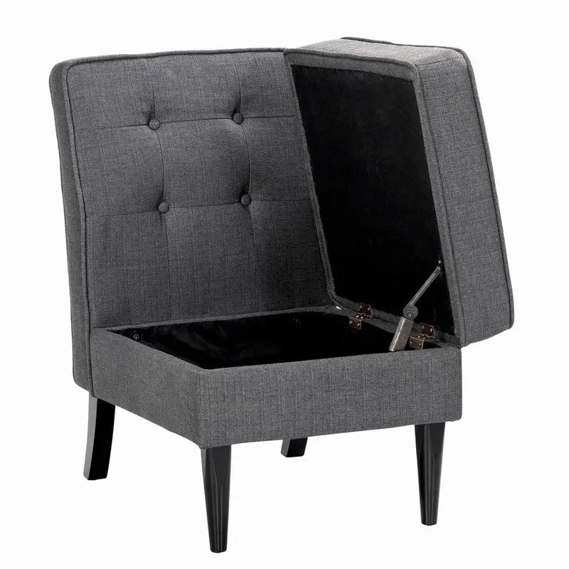 Fauteuil d'appoint de rangement capitonné sans accoudoirs