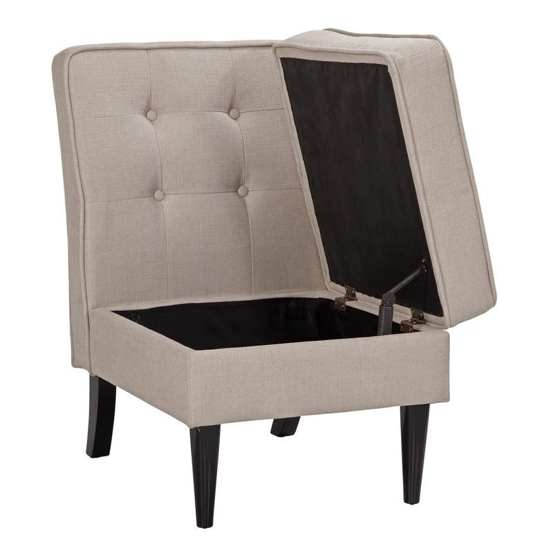 Fauteuil d'appoint de rangement capitonné sans accoudoirs