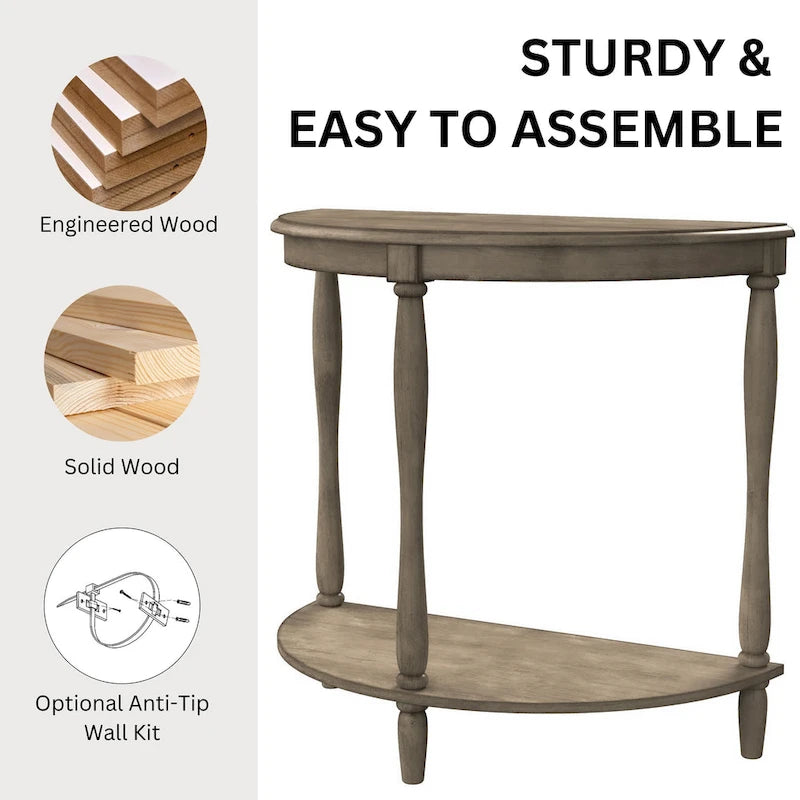 Table d'entrée en bois avec 1 étagère de 71 cm par