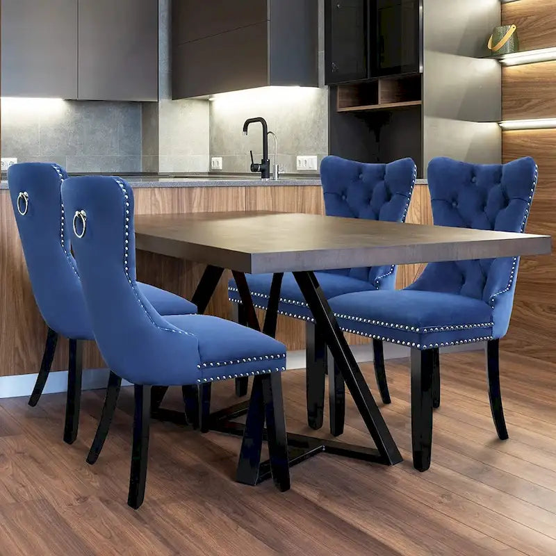 Lot de 6 chaises de salle à manger, chaises de cuisine de luxe avec dossier et assise rembourrés et pieds en bois massif