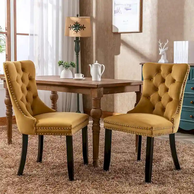 Lot de 6 chaises de salle à manger, chaises de cuisine de luxe avec dossier et assise rembourrés et pieds en bois massif
