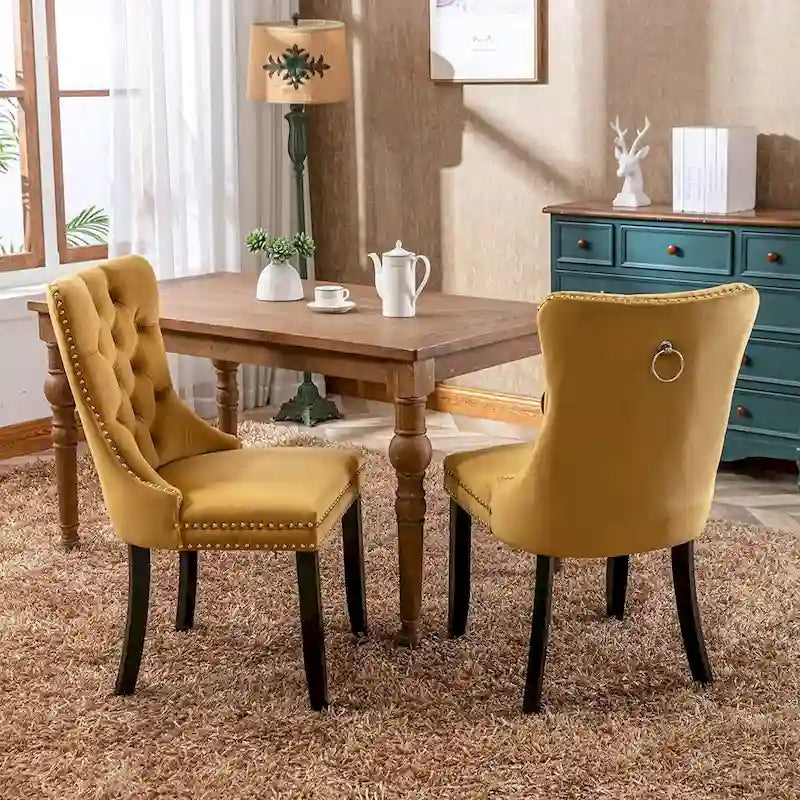 Lot de 6 chaises de salle à manger, chaises de cuisine de luxe avec dossier et assise rembourrés et pieds en bois massif