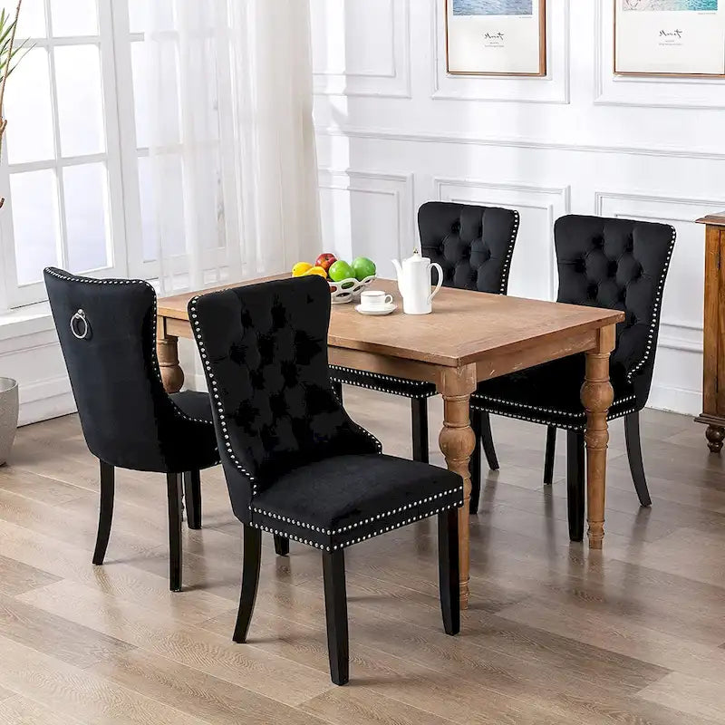 Lot de 6 chaises de salle à manger, chaises de cuisine de luxe avec dossier et assise rembourrés et pieds en bois massif