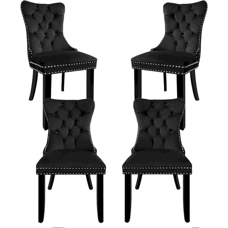 Lot de 6 chaises de salle à manger, chaises de cuisine de luxe avec dossier et assise rembourrés et pieds en bois massif