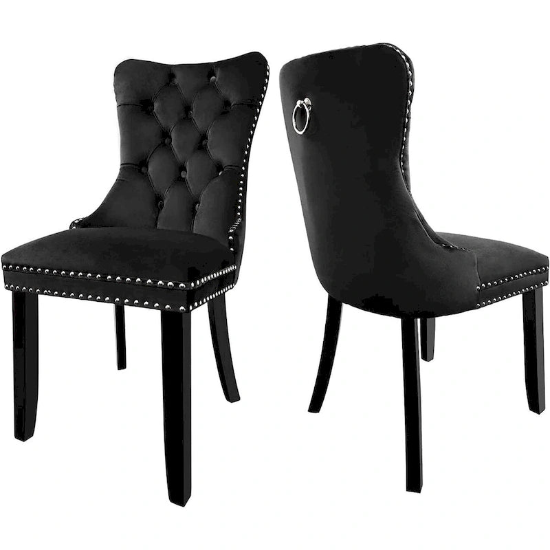 Lot de 6 chaises de salle à manger, chaises de cuisine de luxe avec dossier et assise rembourrés et pieds en bois massif