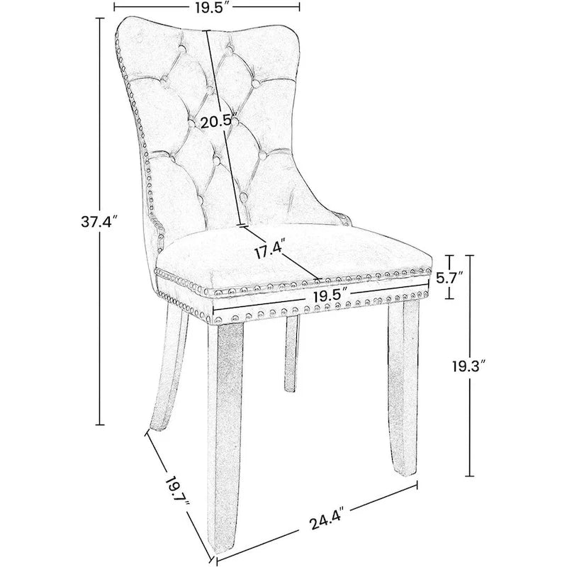 Lot de 6 chaises de salle à manger, chaises de cuisine de luxe avec dossier et assise rembourrés et pieds en bois massif
