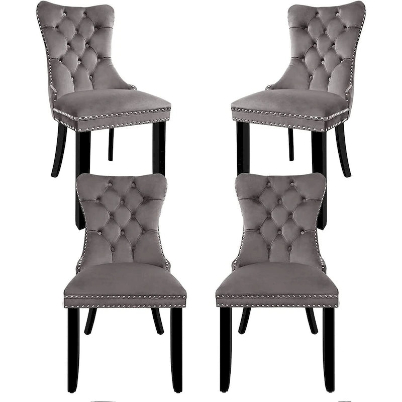 Lot de 6 chaises de salle à manger, chaises de cuisine de luxe avec dossier et assise rembourrés et pieds en bois massif