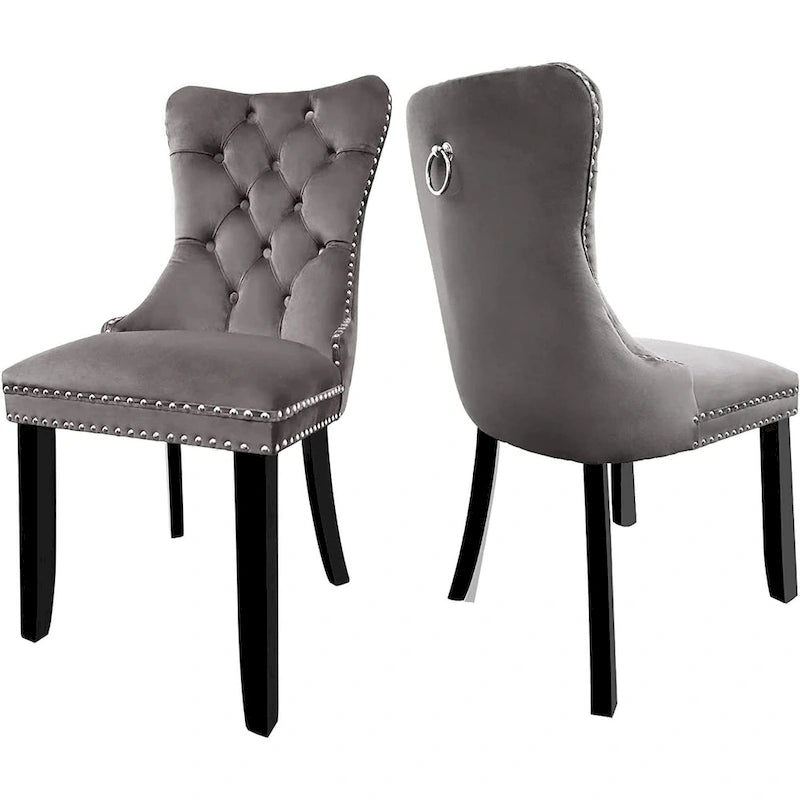 Lot de 6 chaises de salle à manger, chaises de cuisine de luxe avec dossier et assise rembourrés et pieds en bois massif