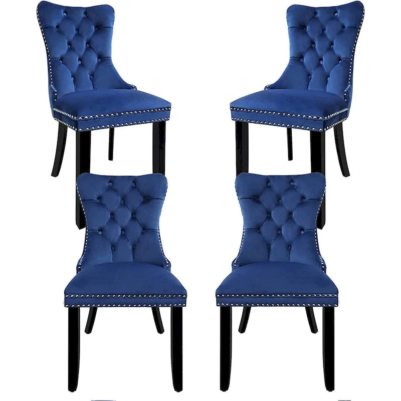 Lot de 6 chaises de salle à manger, chaises de cuisine de luxe avec dossier et assise rembourrés et pieds en bois massif