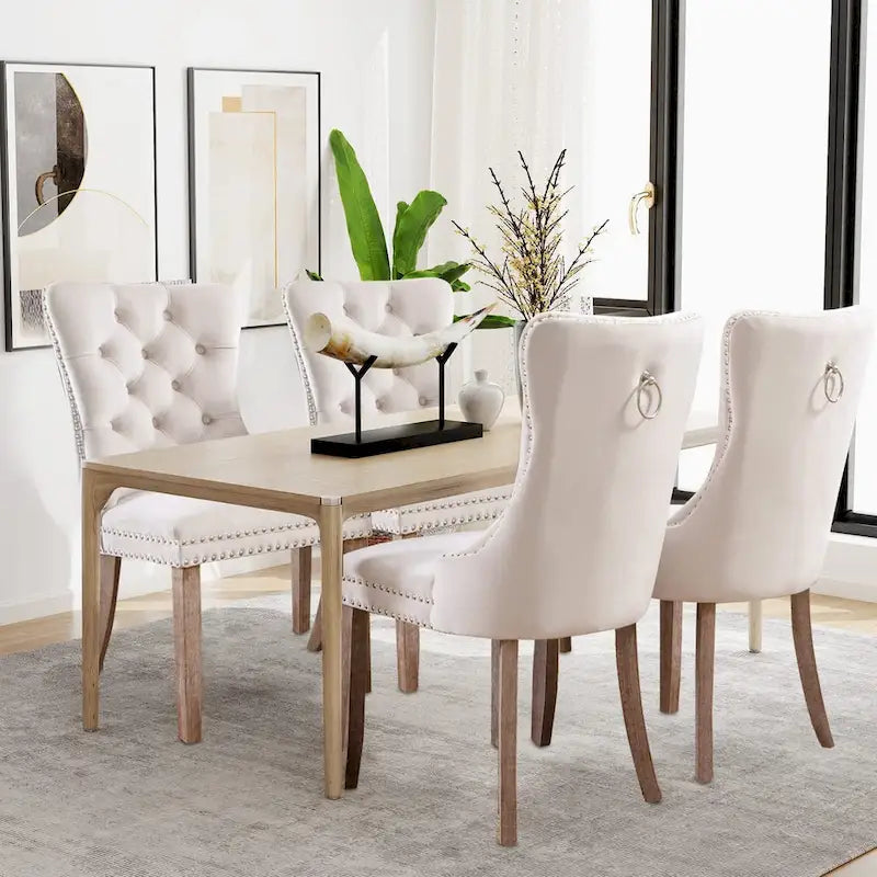 Lot de 6 chaises de salle à manger, chaises de cuisine de luxe avec dossier et assise rembourrés et pieds en bois massif