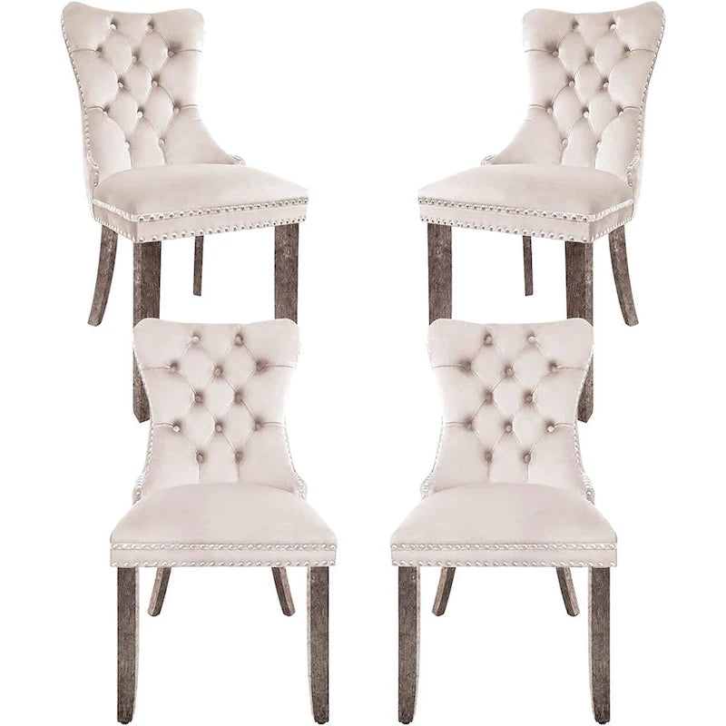 Lot de 6 chaises de salle à manger, chaises de cuisine de luxe avec dossier et assise rembourrés et pieds en bois massif