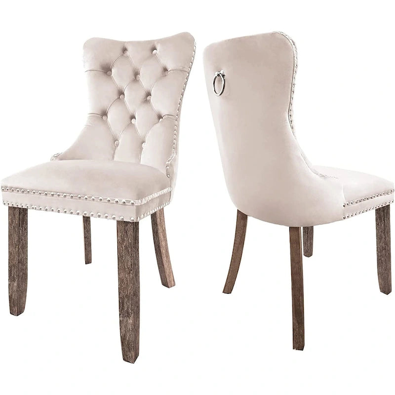 Lot de 6 chaises de salle à manger, chaises de cuisine de luxe avec dossier et assise rembourrés et pieds en bois massif