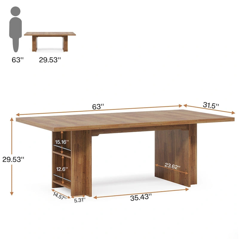 Grand bureau de direction de 160 cm, grand bureau d'ordinateur pour le télétravail avec rangement
