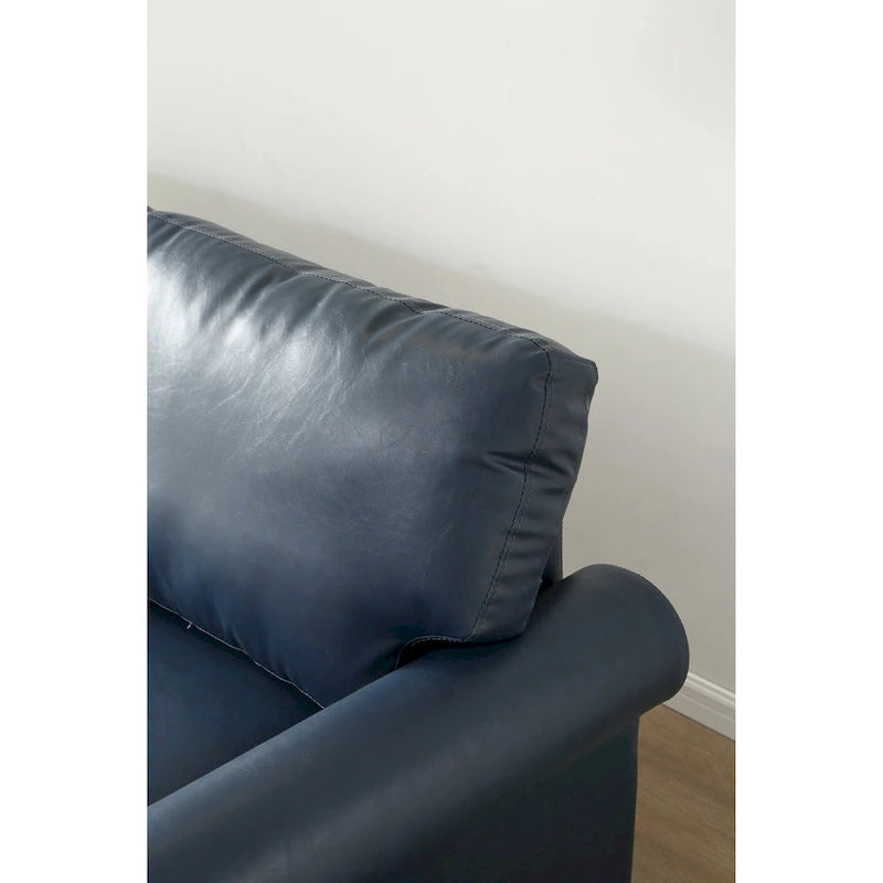 Canapé de salon causeuse fauteuil bleu similicuir