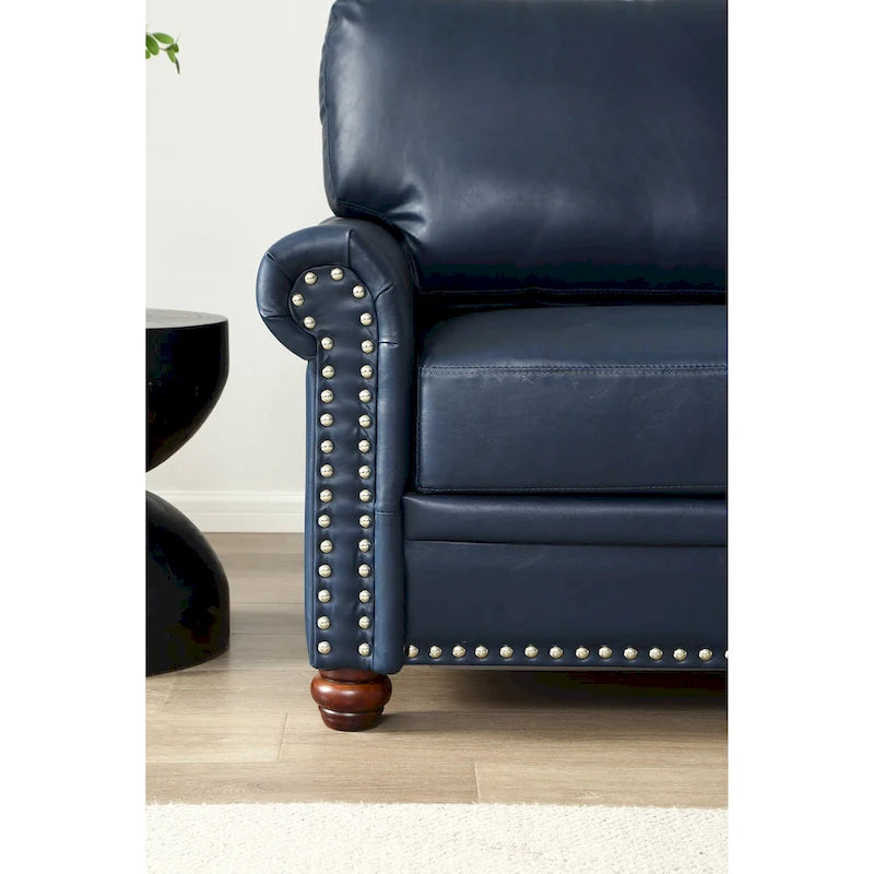 Canapé de salon causeuse fauteuil bleu similicuir