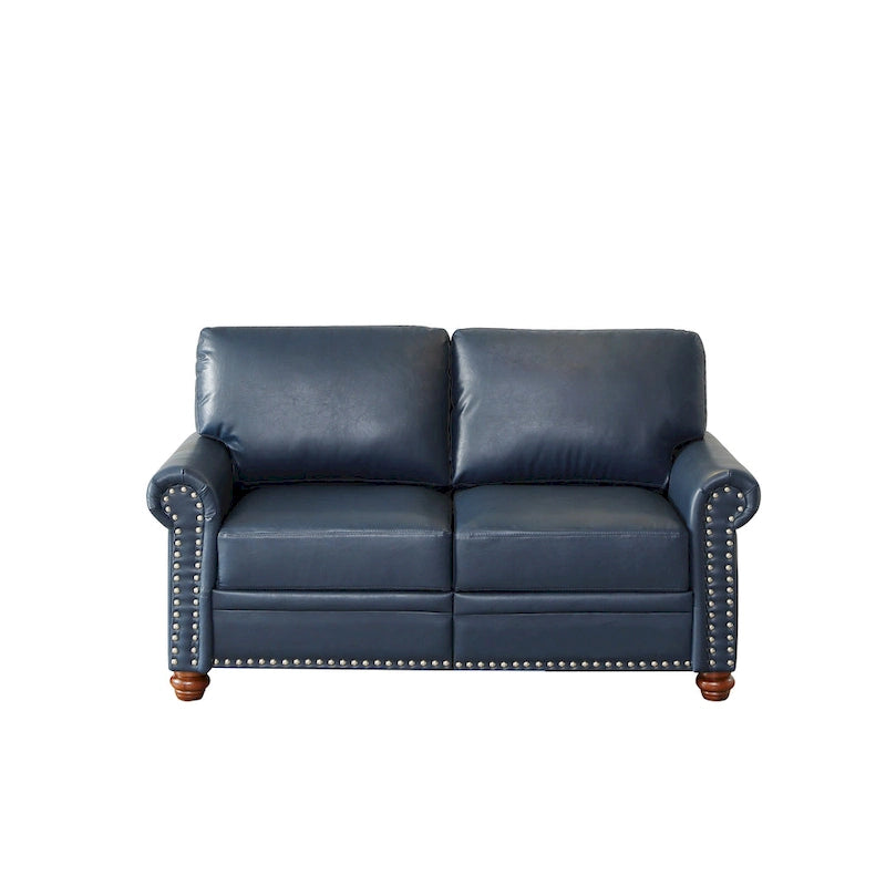Canapé de salon causeuse fauteuil bleu similicuir