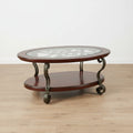 Table basse avec cadre en métal au fini cerisier brun