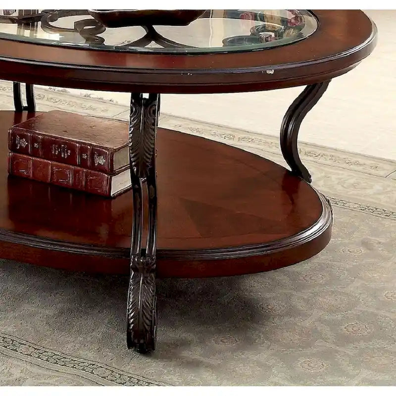 Table basse avec cadre en métal au fini cerisier brun