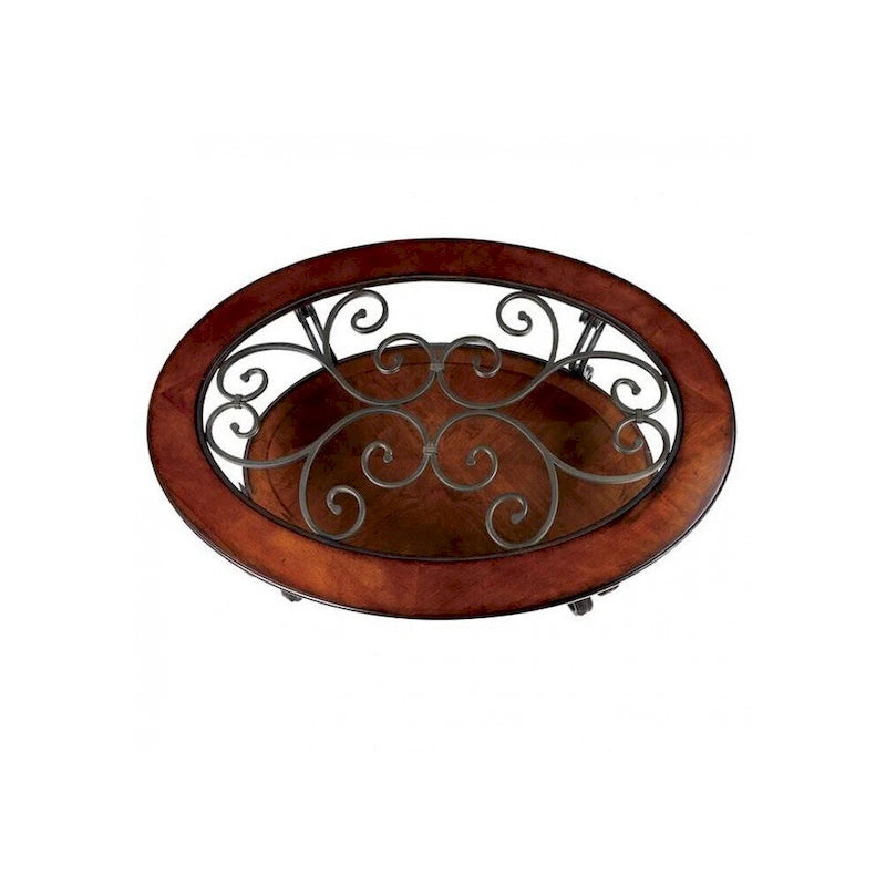 Table basse avec cadre en métal au fini cerisier brun