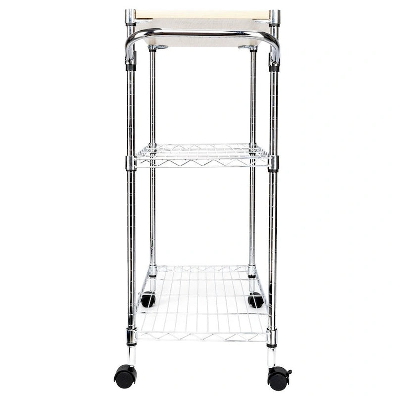 Chariot de cuisine roulant à 3 niveaux en acier, îlot de rangement utilitaire, de service et de salle à manger