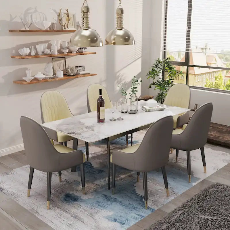 Table à manger rectangulaire extensible en pierre frittée pour cuisine - 160x80x79 cm