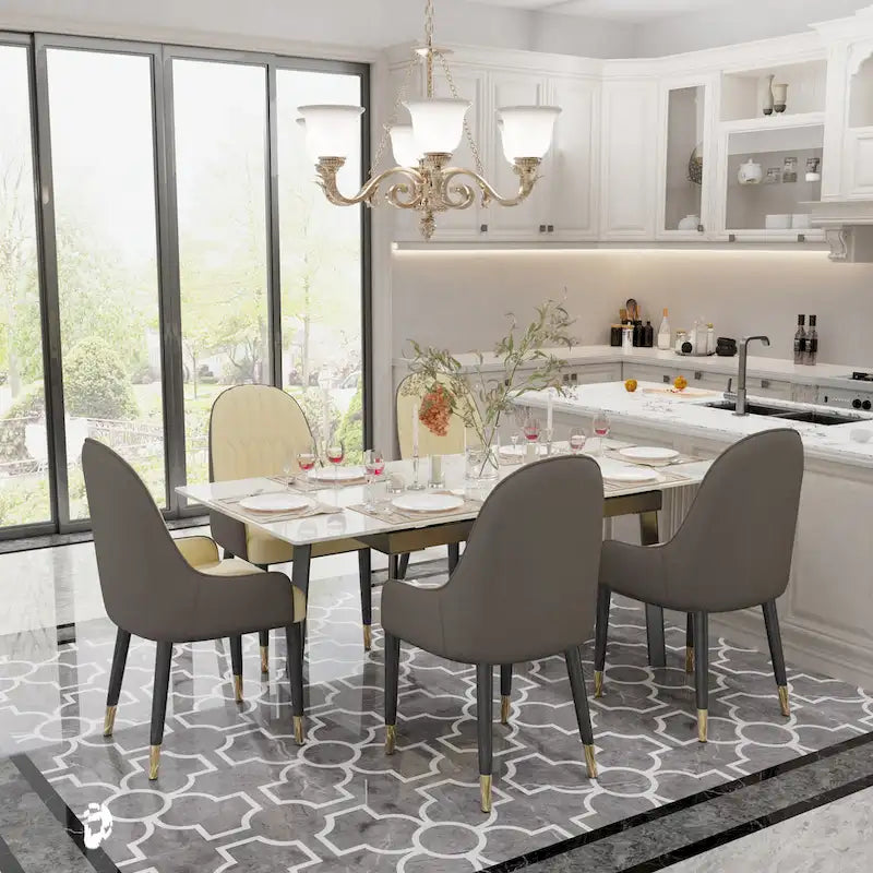 Table à manger rectangulaire extensible en pierre frittée pour cuisine - 160x80x79 cm