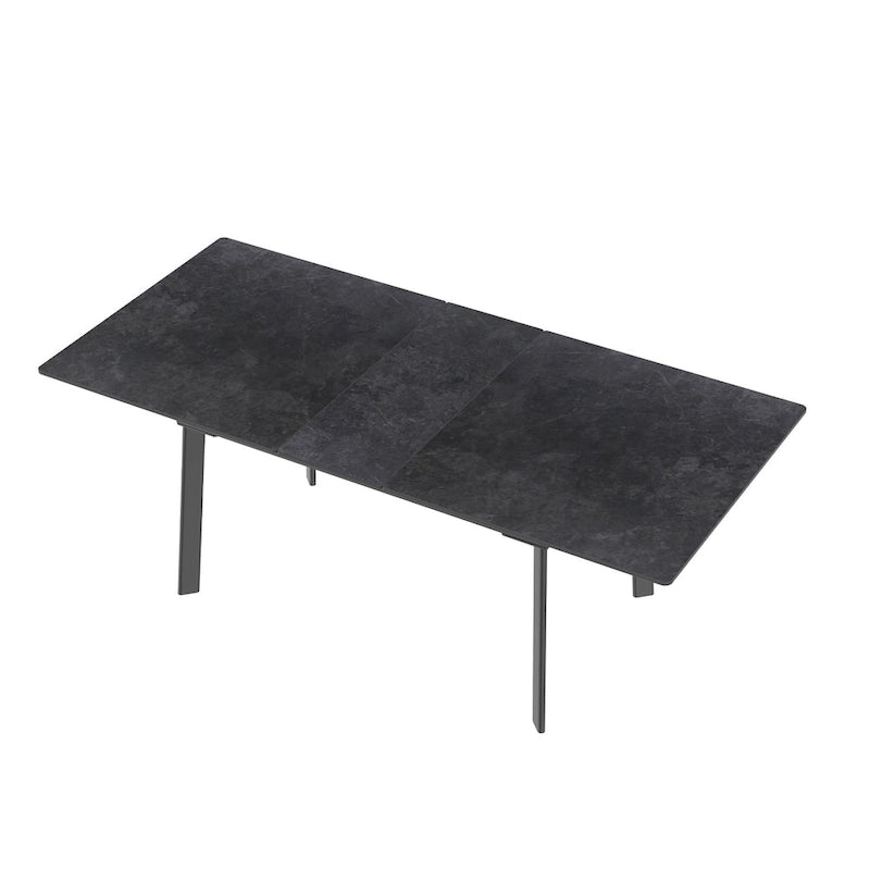 Table à manger rectangulaire extensible en pierre frittée pour cuisine - 160x80x79 cm