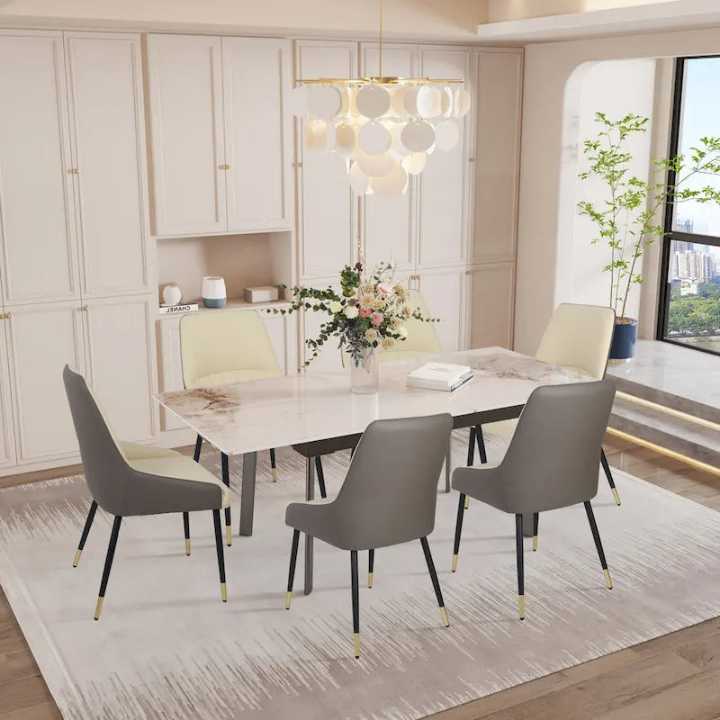 Table à manger rectangulaire extensible en pierre frittée pour cuisine - 160x80x79 cm