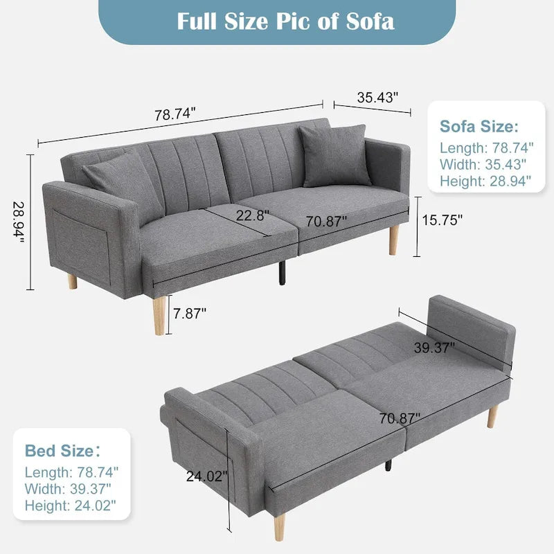 Canapé convertible 3-en-1 de 199,9 cm