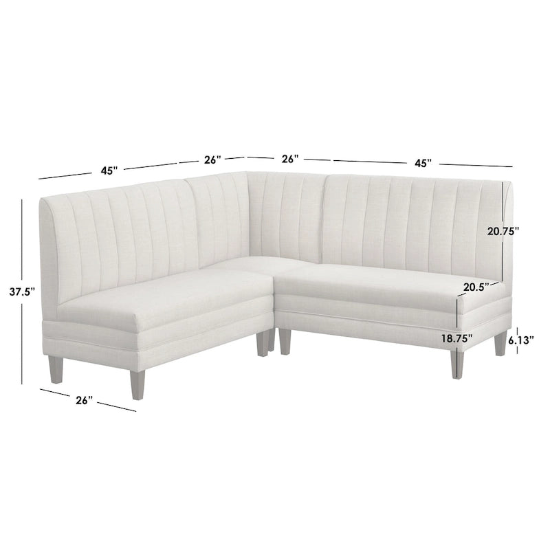 Banquette 3 pièces avec dossier à canaux