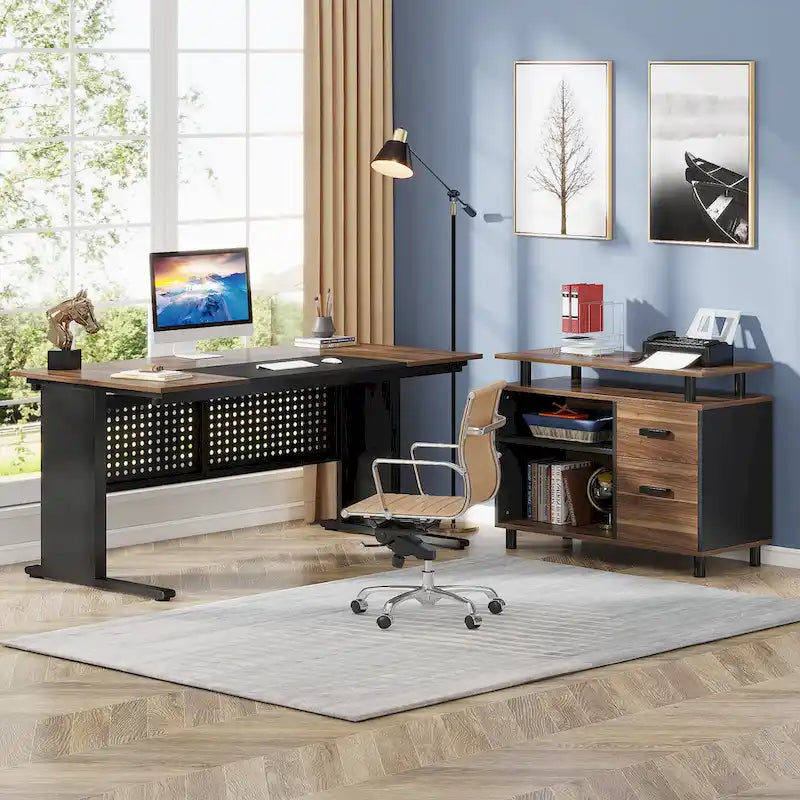 Bureau de direction, Grand bureau d'ordinateur avec classeur