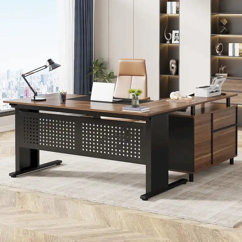 Bureau de direction, Grand bureau d'ordinateur avec classeur