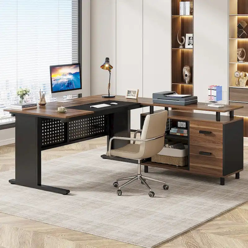 Bureau de direction, Grand bureau d'ordinateur avec classeur