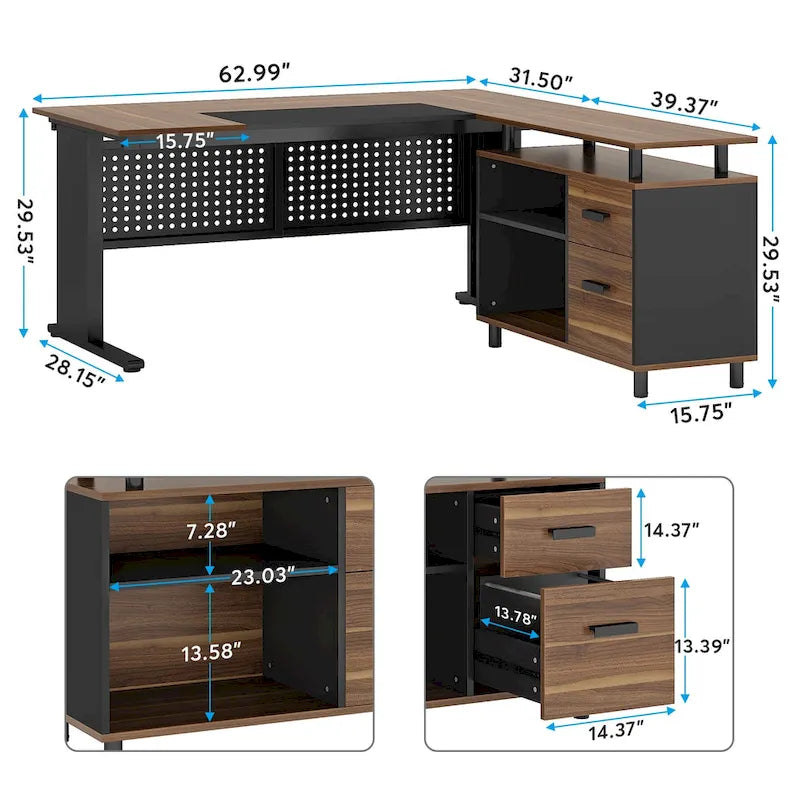 Bureau de direction, Grand bureau d'ordinateur avec classeur